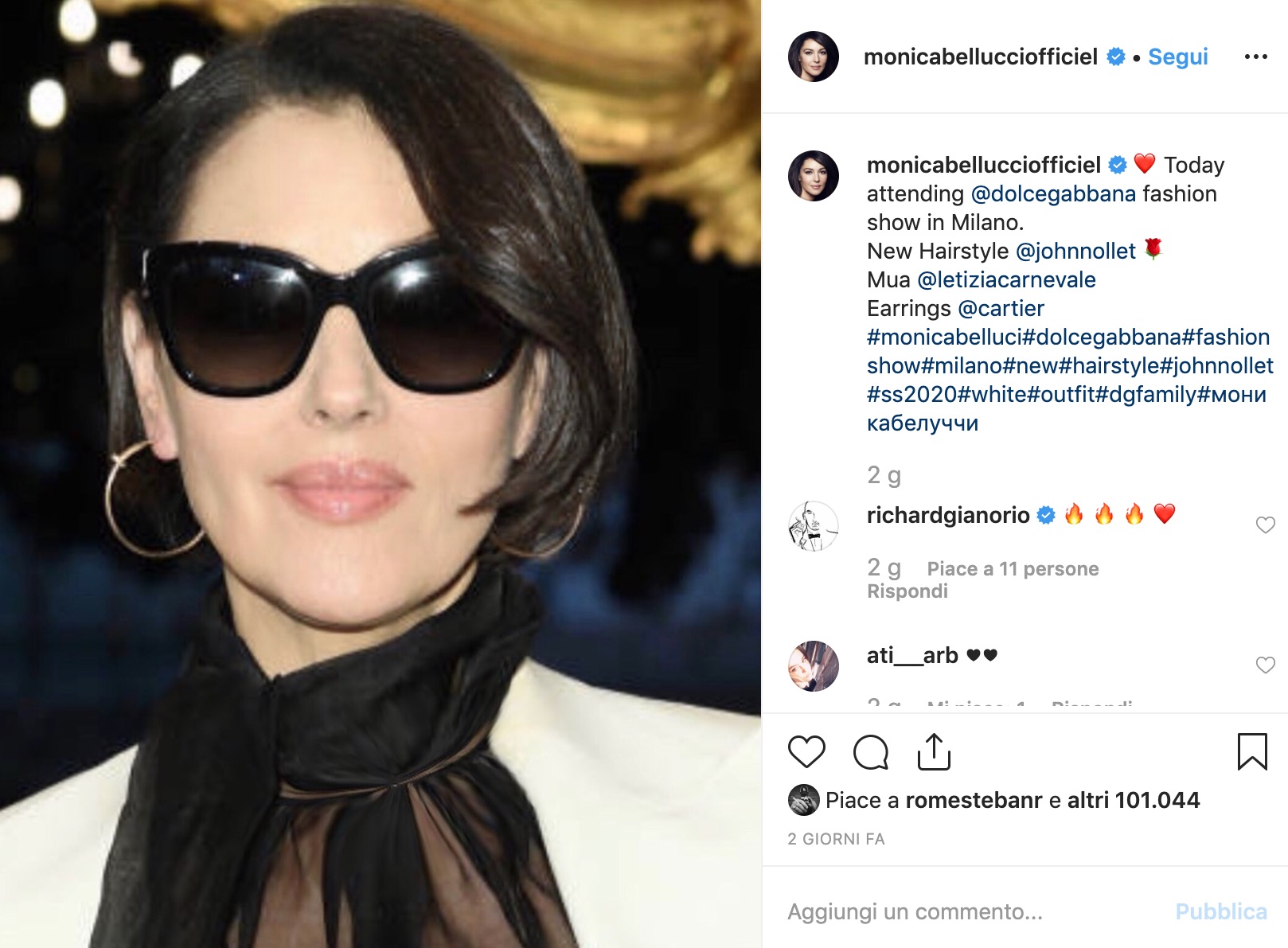 IL NUOVO CASCHETTO DI MONICA BELLUCCI NON HA ETÀ