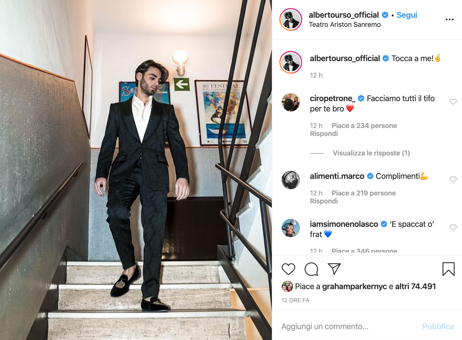 WELLA PER ALBERTO URSO AL FESTIVAL DI SANREMO